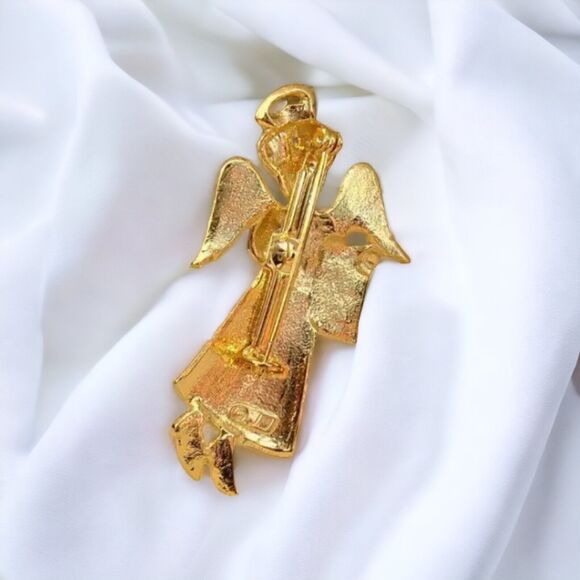 New Handcrafted Goldtone Jonette Jewelry JJ Gold ABC School Teacher Angel Pin - Picture 2 of 2